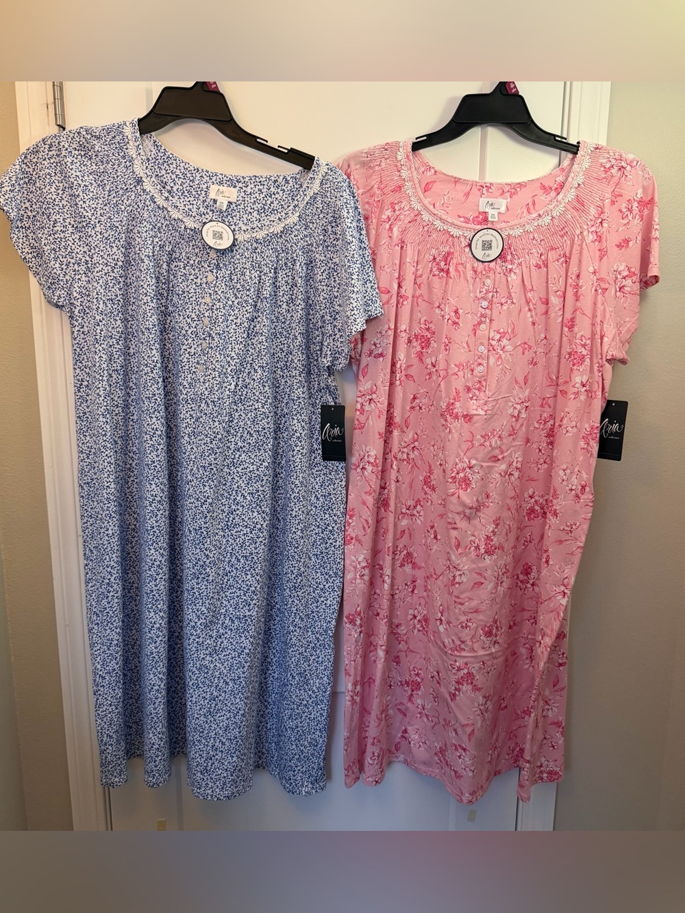 2XL Pink Floral Short-Sleeve Nightgown - 2 pair